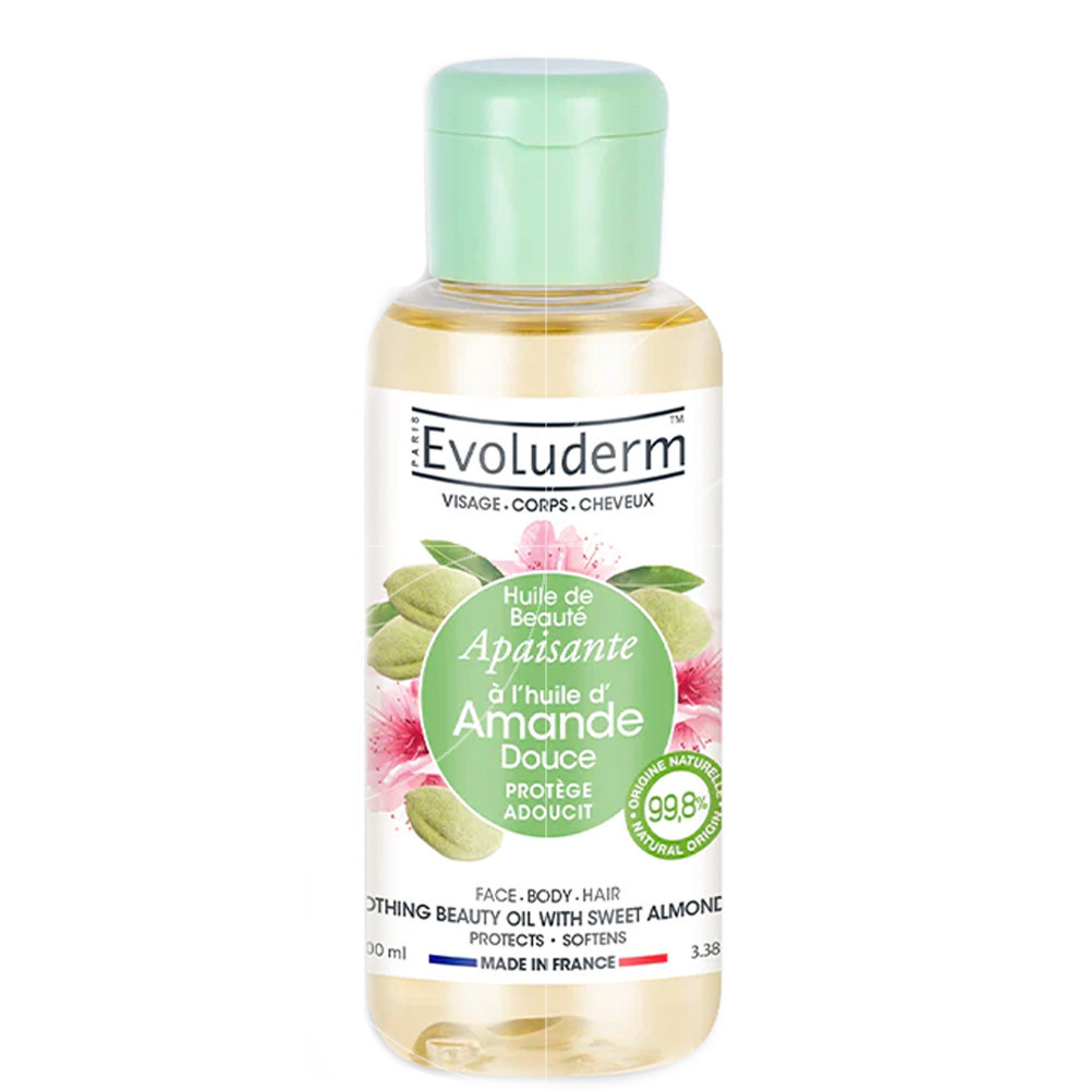 EVOLUDERM® SOOTHING BEAUTY OIL WITH SWEET ALMOND OIL.
